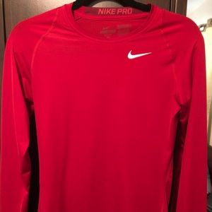 Red Nike pro long sleeve